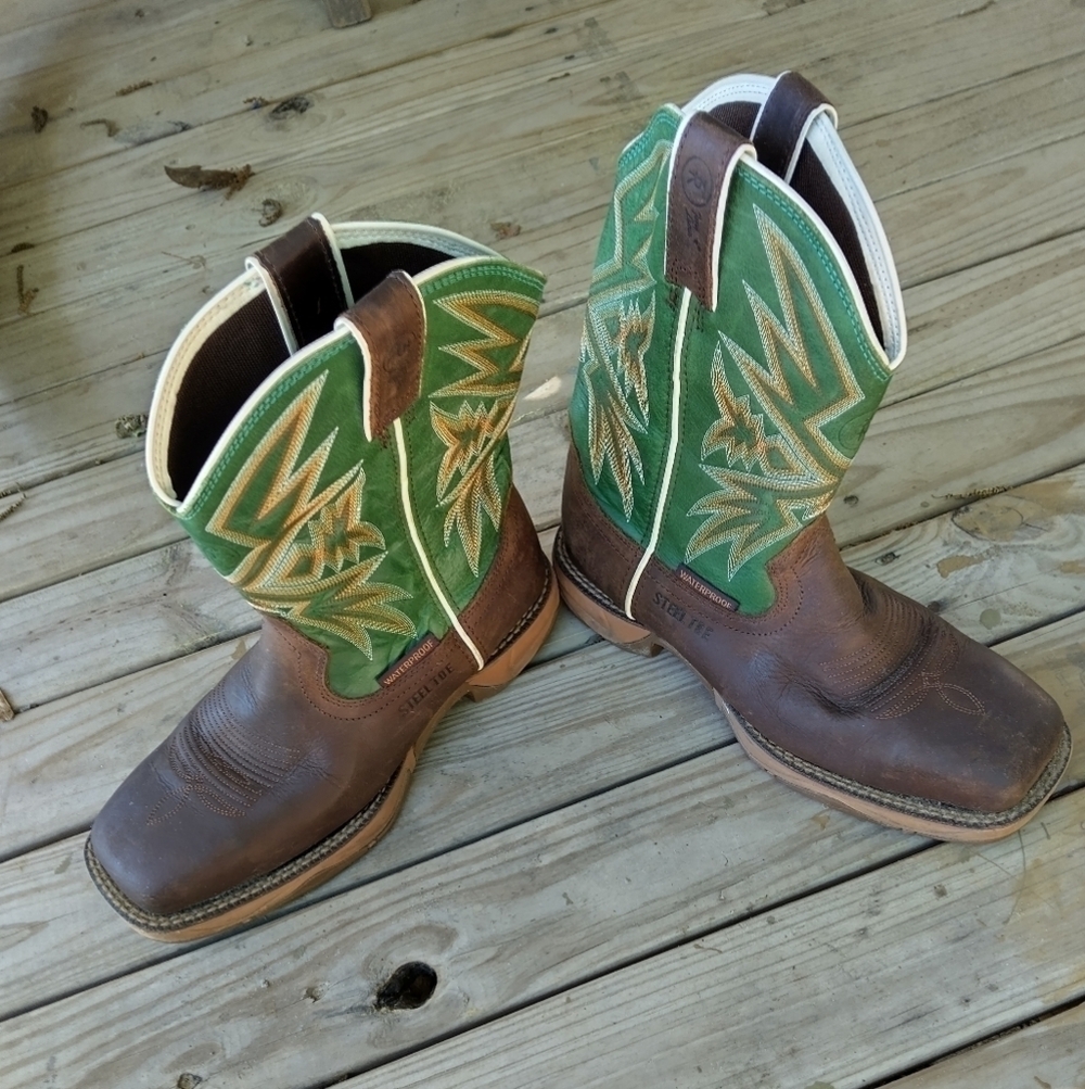 Men's Tony Lama Bartlett Steel Toe Cowboy Work Boots Size 7D Women's Size 9